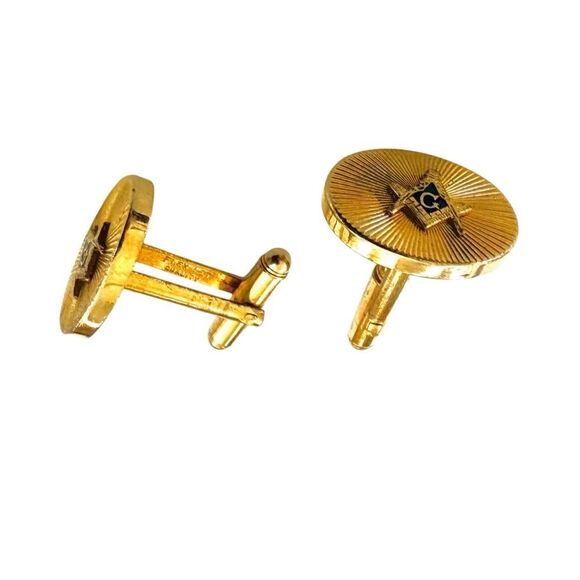 Vintage Masonic Gold tone Cufflinks - Picture 5 of 7